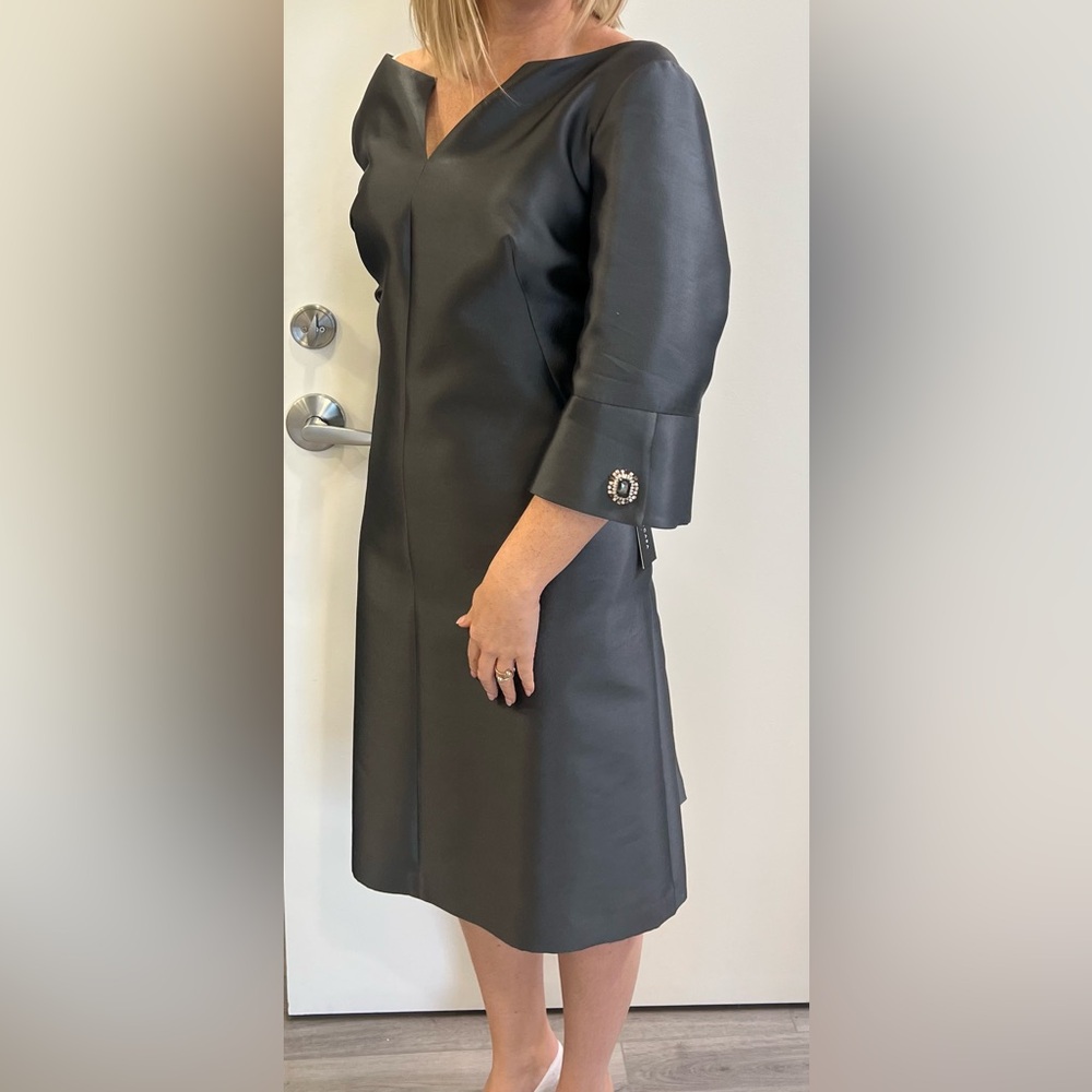 Elegant Black Coat with Embellished Cuffs